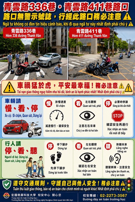 【校安中心安全宣導】請留意青雲路336巷、411巷口車況，以策安全圖片